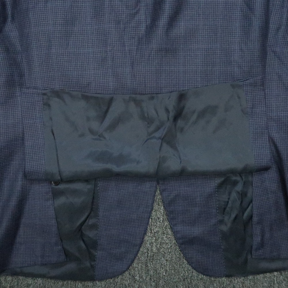 Peter Millar Blazer Men 50T Blue Wool Gingham‎ Double Vented Suit Jacket Coat * - Picture 9 of 16